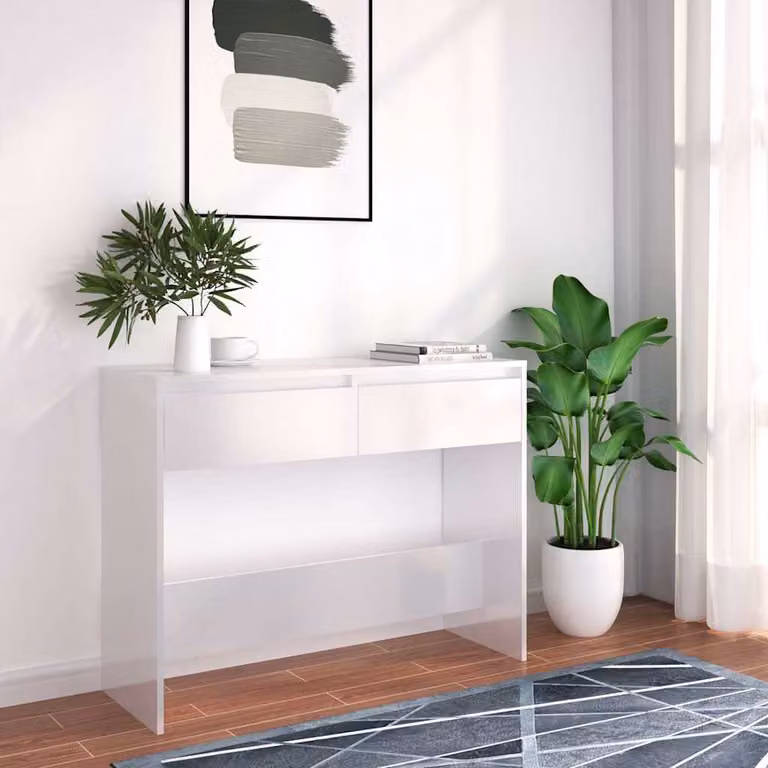 vidaXL Tavolo Consolle Bianco in MDF Laminato L: 100 cm, P: 35 cm, H: 76,5 cm