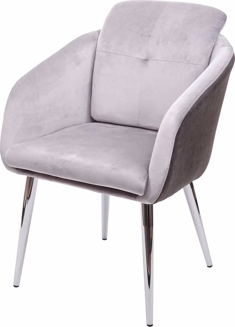 Sedia da pranzo HWC-G48, sedia da cucina sedia imbottita poltrona, velluto in Pelle finta con bracciolo MVG ~ grigio