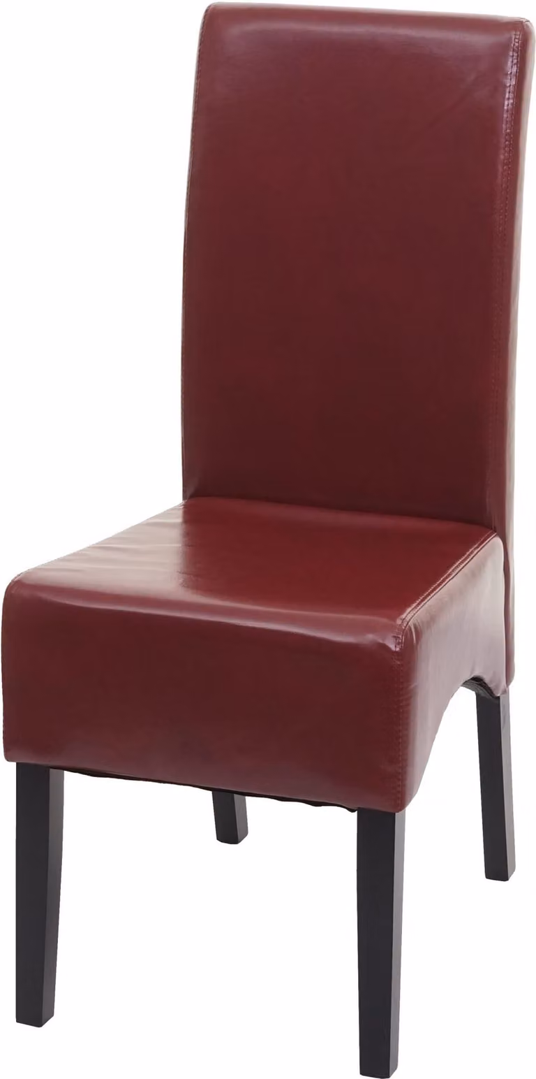 Sedia da sala da pranzo Crotone, sedia da cucina, in pelle ~ rossa, gambe scure