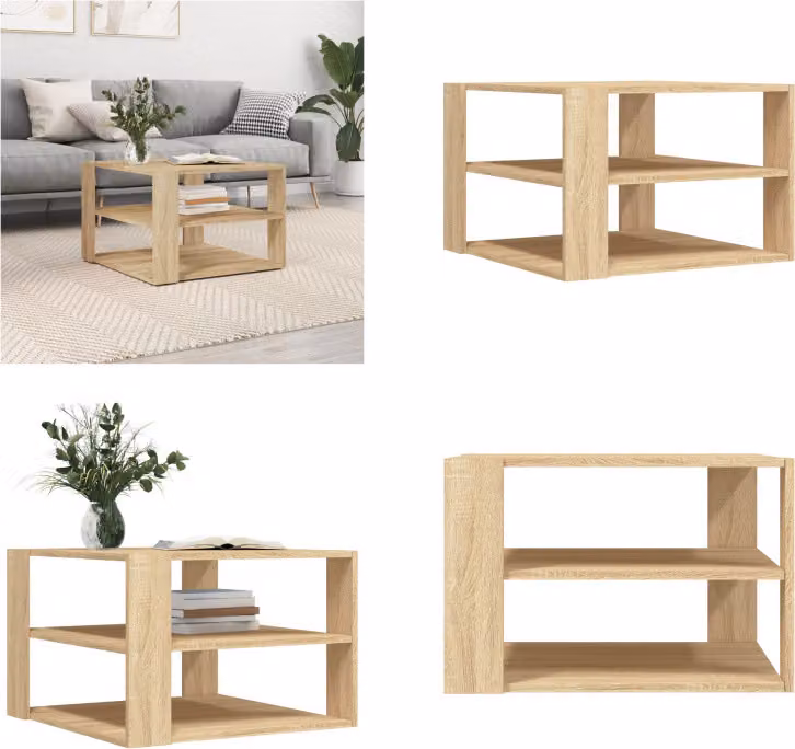 vidaXL Tavolino in rovere Sonoma 59,5x59,5x40 cm Materiale a base di legno - Tavolino - Tavoli da caffè - Tavolino - Tavolo da divano