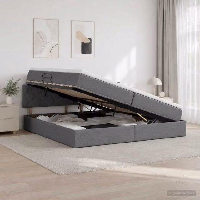 Letto con contenitore e materasso vidaXL Grigio, L 200 x P 200 cm, H 88 cm – 1