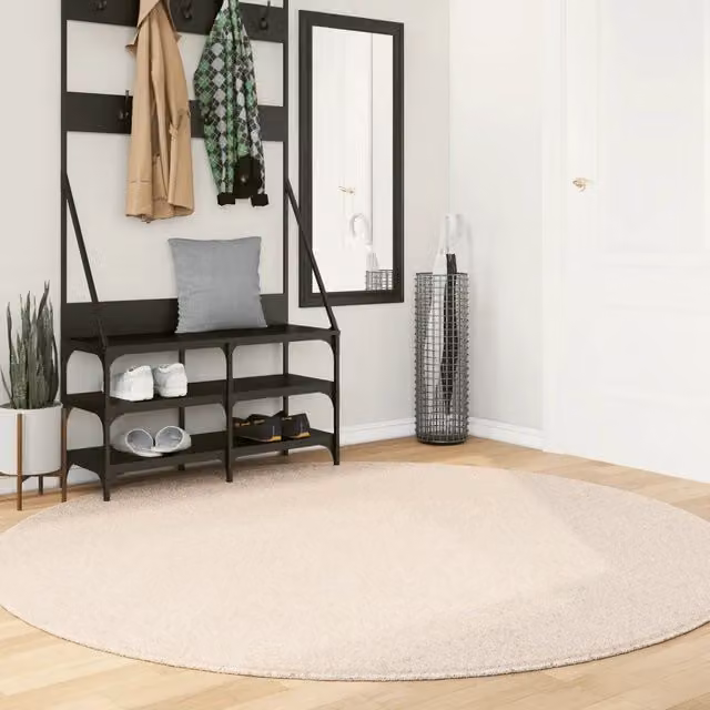 Tappeto a Pelo Corto HUARTE Morbido e Lavabile Beige Ø 200 cm 375031