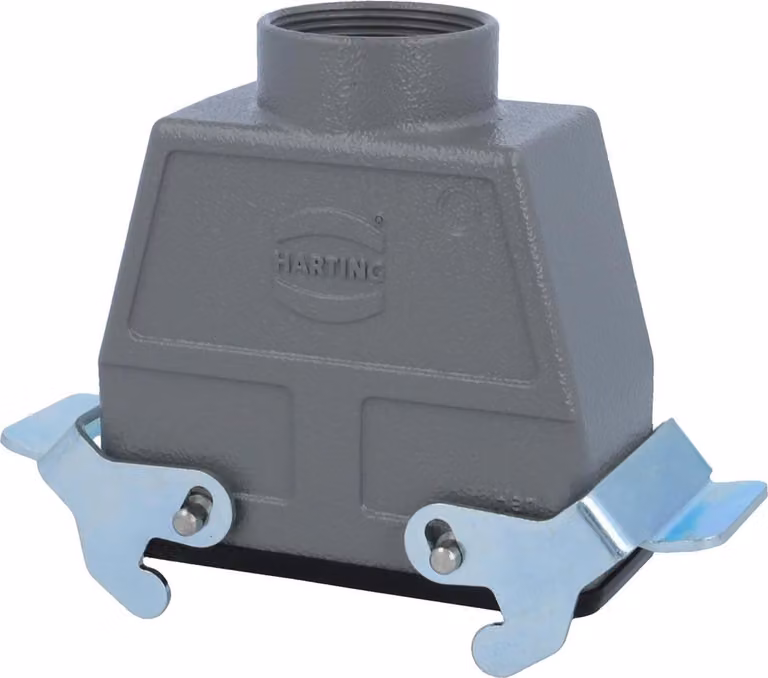 HARTING Han 16B Alloggiamento connettore alto, 1xM40 uscita cavo diritta, con 2 staffe trasversali Vite M40 Area di serraggio