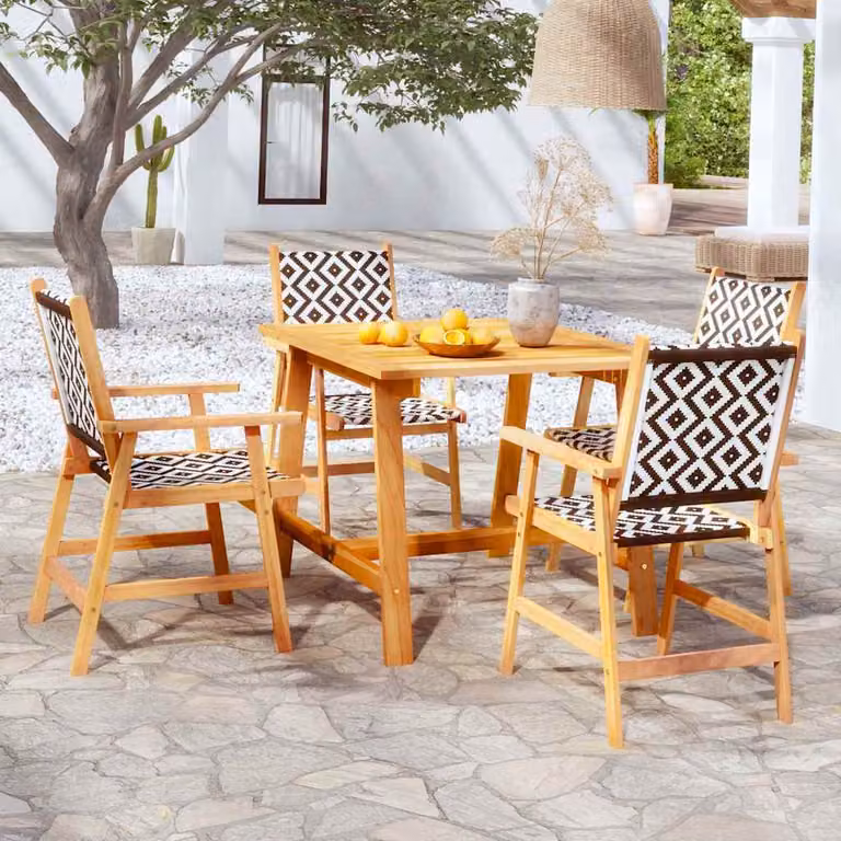 Set da pranzo da giardino vidaXL in legno di acacia oliato marrone, 5 pezzi
