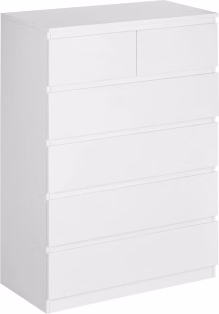 Cassettiera moderna con 6 cassetti in MDF bianco, L 80 cm x P 39 cm x H 115 cm