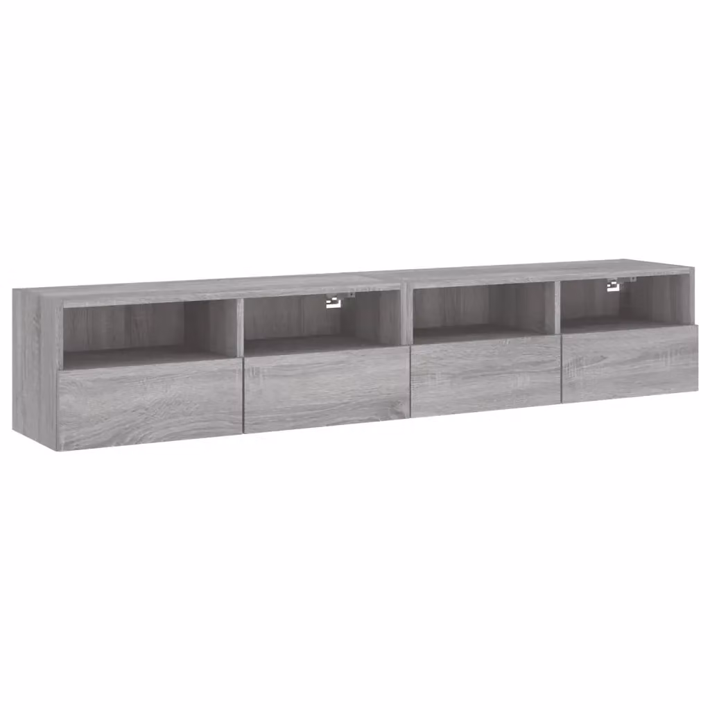 Set di 2 mobili TV da parete vidaXL in legno multistrato grigio, design moderno per soggiorno, L 80 cm x P 30 cm x H 30 cm – 2