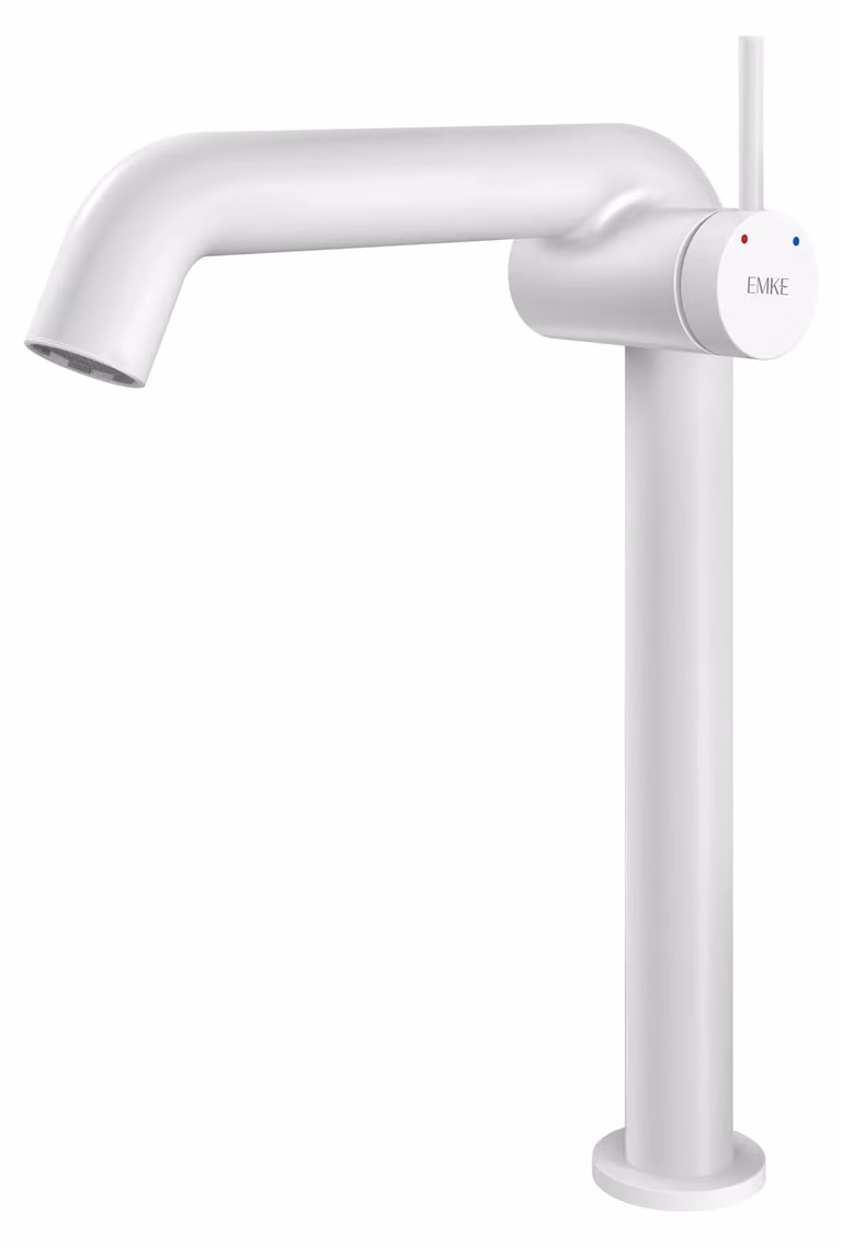 Miscelatore per lavabo in bianco opaco con cartuccia Vetroceramica