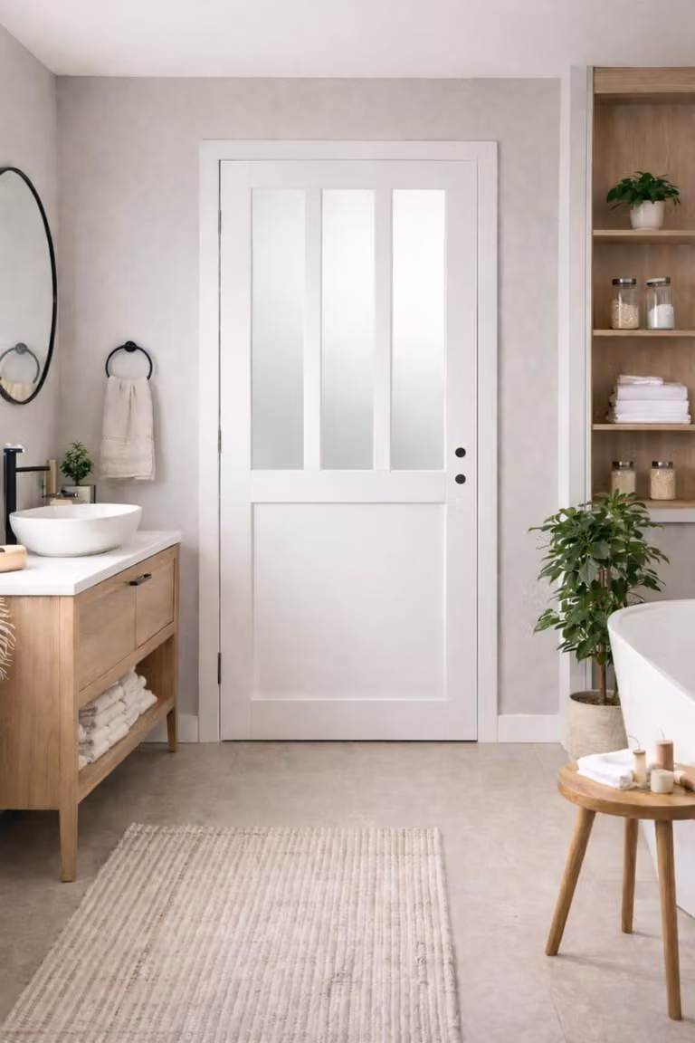 Bloc Porta Officina Bianco Vetro Depoli H204 x L73 cm Fianchi Tavola P.destra GD MENUISERIES