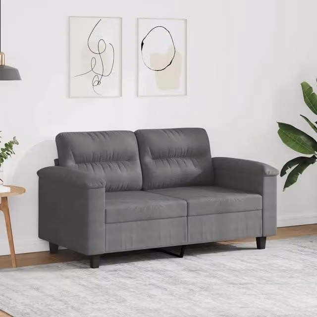 Divano a 2 posti moderno vidaXL in microfibra grigia con struttura in metallo L: 150 cm, P: 80 cm, H: 77 cm