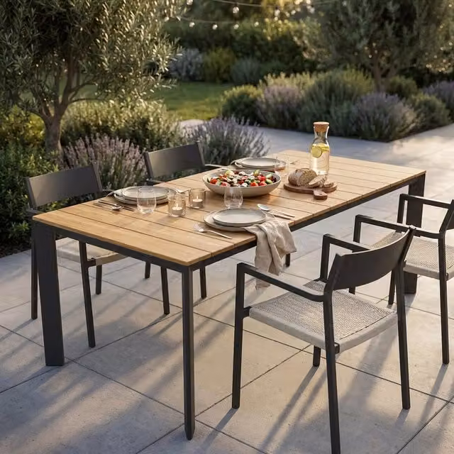 Tavolo da giardino allungabile FAELAN in legno di teak marrone L: 210-275 cm, P: 100 cm