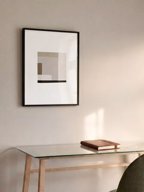 Quadro astratto minimalista Grav Kenay Home, poster in carta, L: 30 cm x H: 40 cm, multicolore beige, grigio, bianco e nero