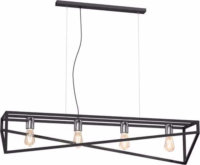 Lampada sospesa industriale nera Gote 4xE27 Luminex