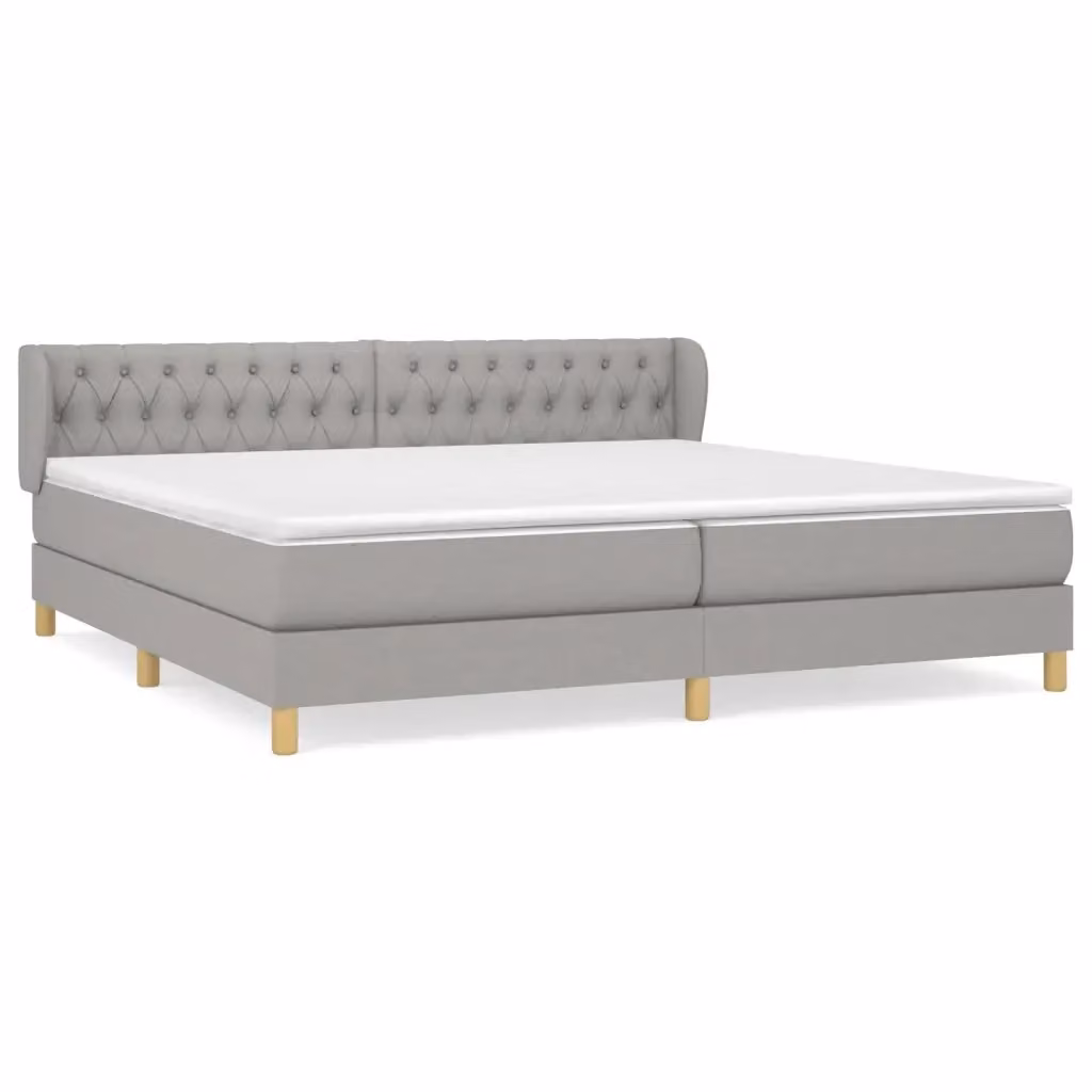 Letto Ibrido vidaXL con Giroletto a Molle e Materasso in Tessuto Grigio e Bianco L/P/H: 200 x 203 x 88 cm – 2