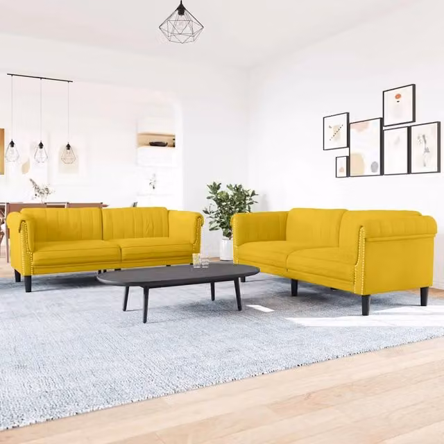 Set di Divani 2 pz Giallo in Velluto 3209225