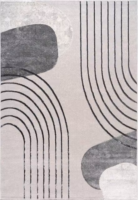Tappeto Tiana grigio e beige con effetto alto basso, design geometrico moderno, L: 160 cm x P: 230 cm – 1