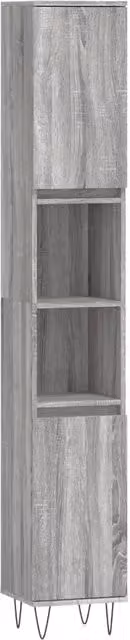 Armadio da bagno moderno con ante e ripiani 30 x 30 x 190 cm stile industriale in legno multistrato grigio sonoma 02_0048991