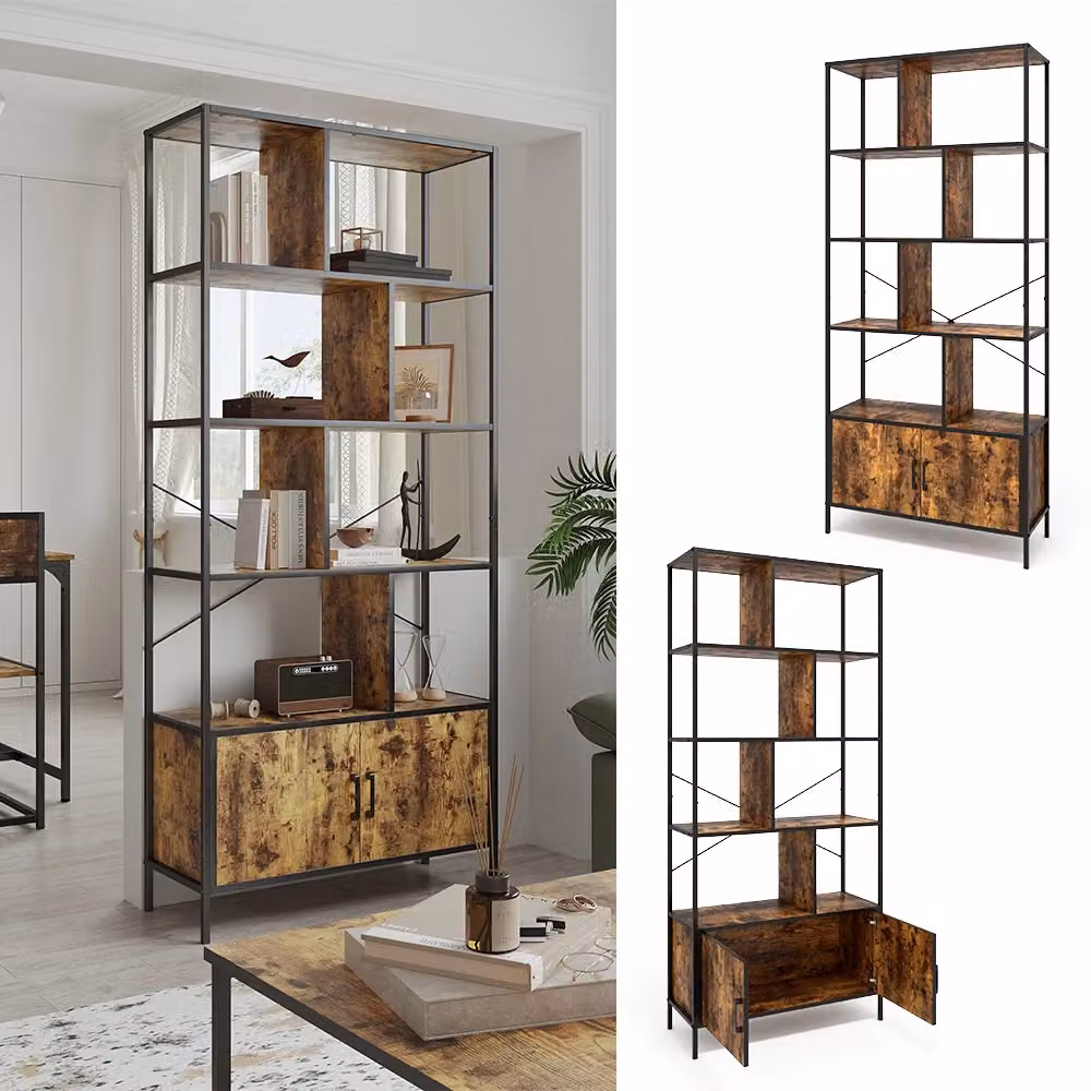 Divisorio per ambienti Vicco Fyrk in Rovere rustico e metallo con 2 porte, stile industrial, colore marrone, L: 80 cm, H: 180 cm – 2