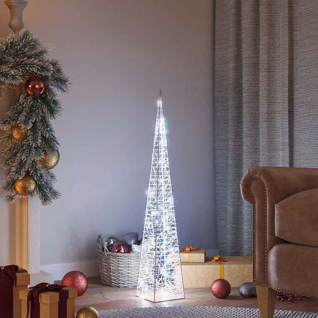 vidaXL Cono di Luce LED Decorativo Bianco Freddo in Plastica, Altezza: 90 cm – 1