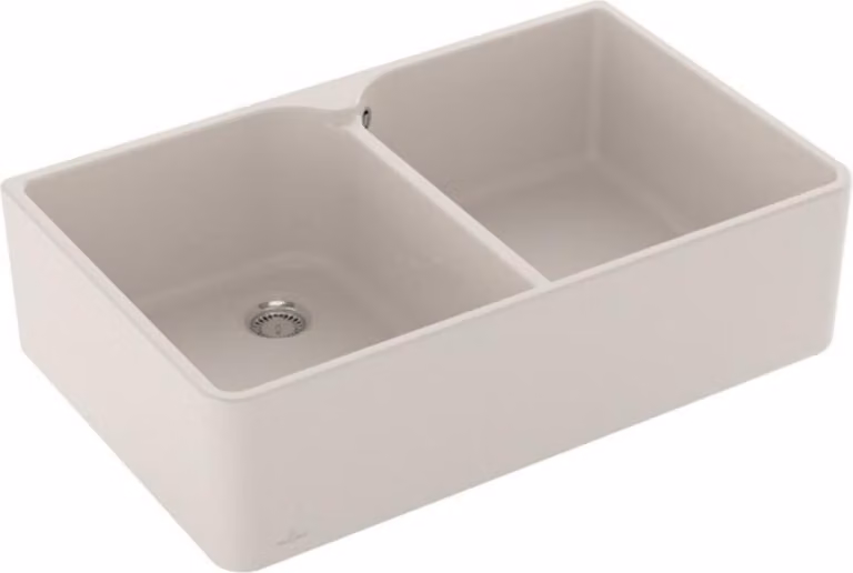 Villeroy & Boch VB lavello 80 X lavello doppia vasca 638001 795x500mm Crema CeramicPlus