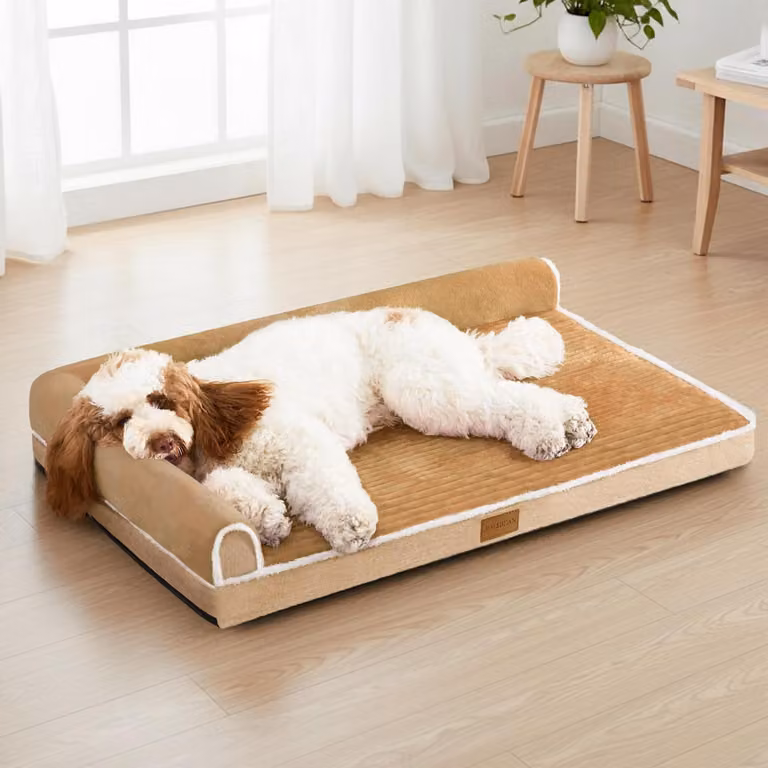 Cuccia ortopedica per cani, taglia XXL, 122x76 cm, color marrone, con rivestimento removibile