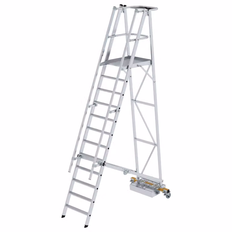 Scala a piattaforma in alluminio, mobile, pieghevole, stretta, 12 gradini 52712