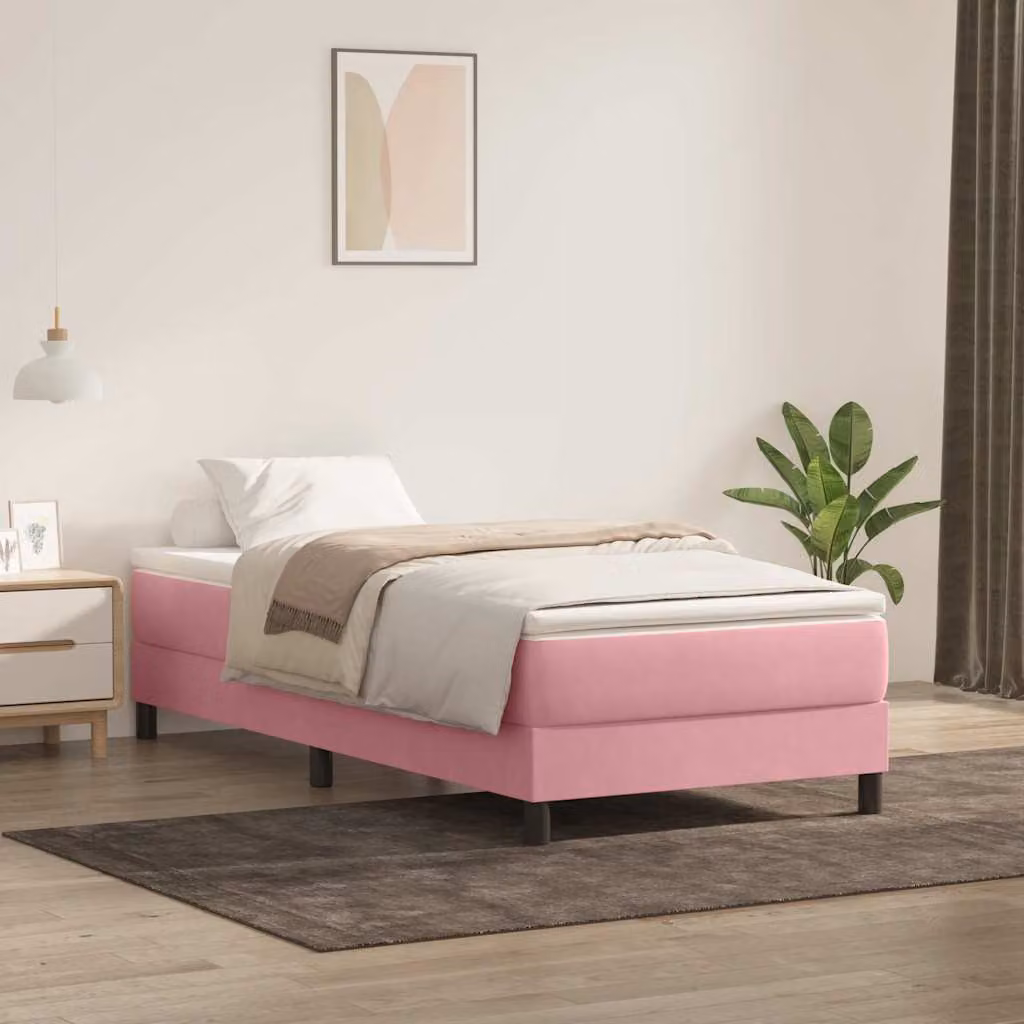Maison Exclusive - Giroletto a Molle con Materasso Rosa 80x220 cm Velluto