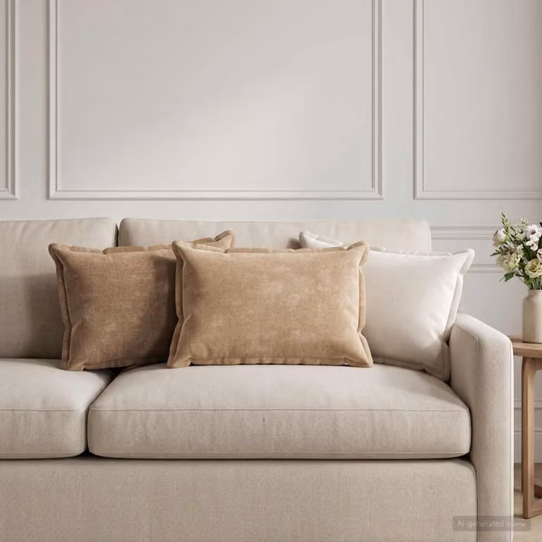 Set di 2 federe vidaXL HOUTEN in tessuto chenille beige, L 50 cm x P 30 cm