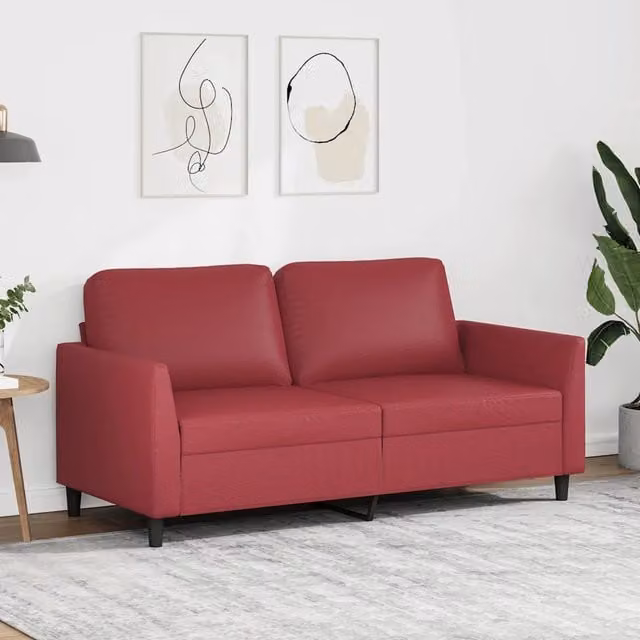 Divano a 2 posti moderno vidaXL in similpelle rosso con struttura in metallo per il tuo soggiorno – 1