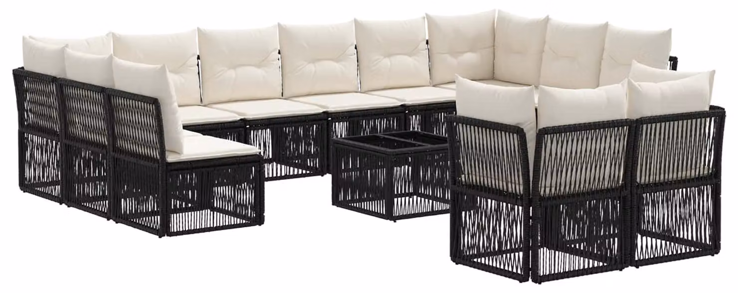Set Divano da Giardino 13 pcs Nero polyrattan