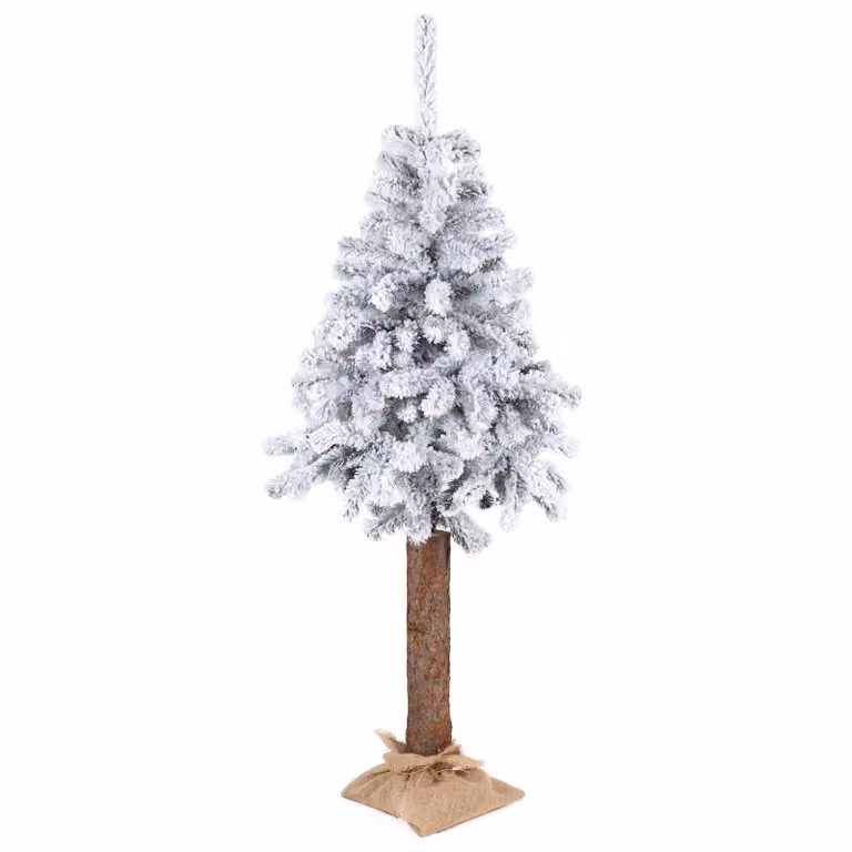 Albero di Natale artificiale Springos® 180 cm | Abete con neve su tronco naturale | Albero di Natale con rivestimento in juta e supporto stabile