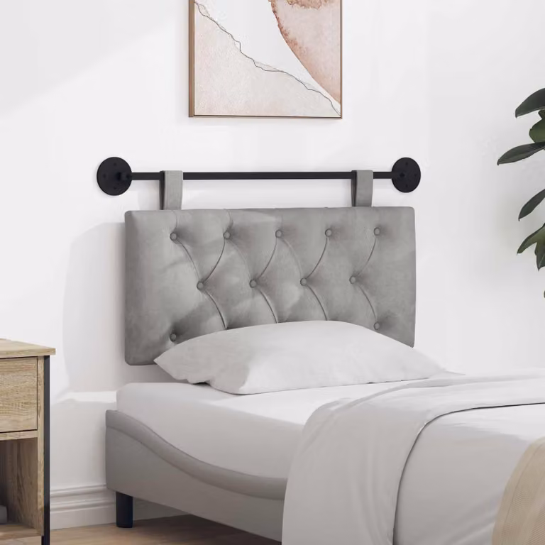 Testiera per letto sospesa vidaXL in velluto grigio con illuminazione integrata