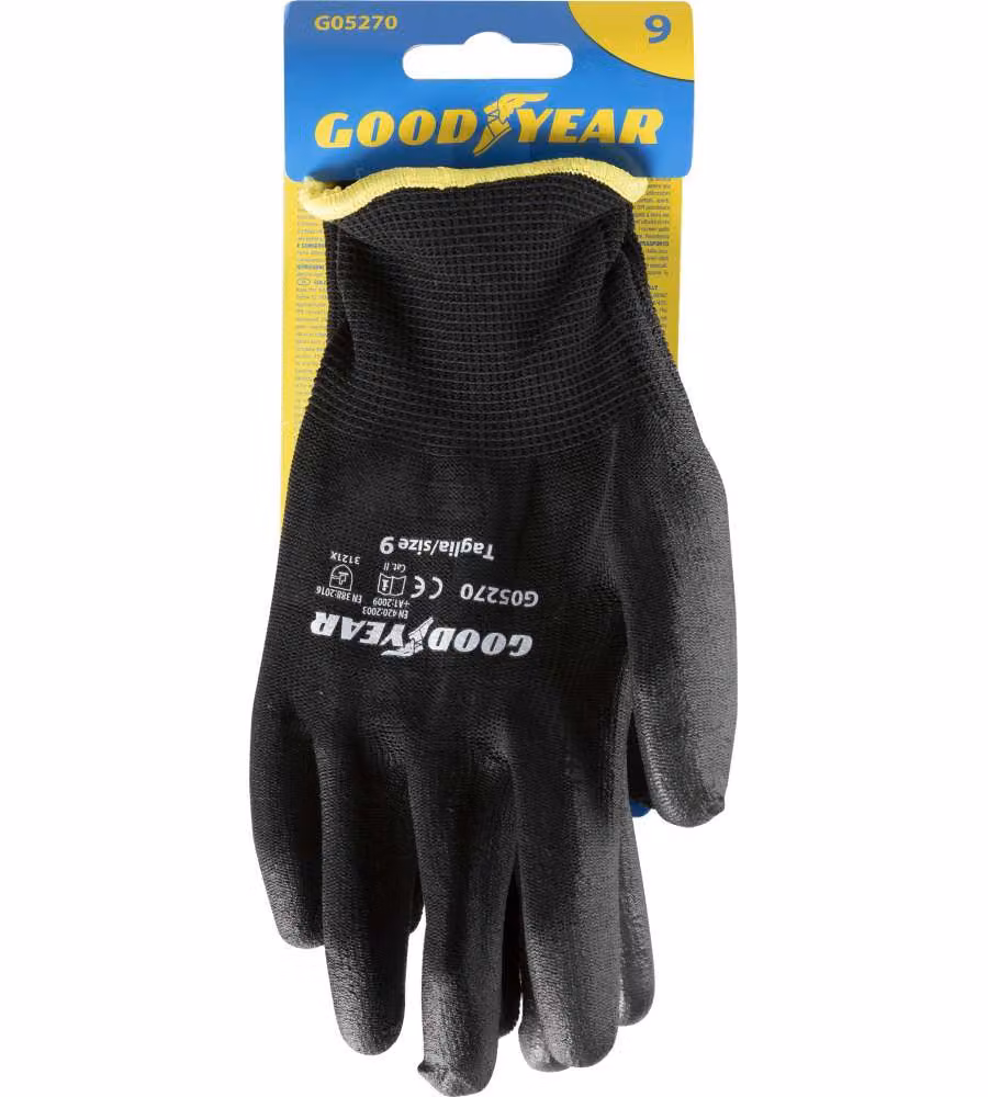 Guanti in poliestere e poliuretano mod.G05270 taglia 9 nero Lavoro