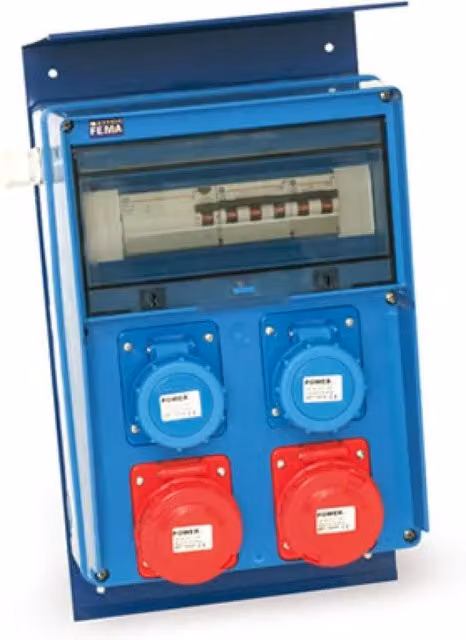 Quadro combinazione Giotto blu con 2 prese 2P+T 220V e 2 prese 3P+T 380V – 1
