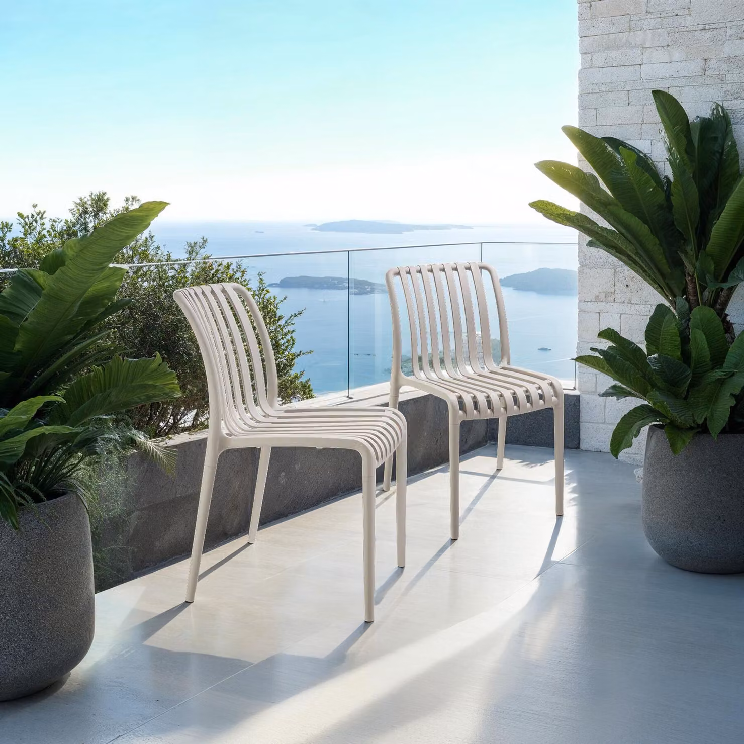 Set di 4 sedie da giardino Alcudia TecTake GmbH, impilabili e resistenti alle intemperie, colore beige – 2