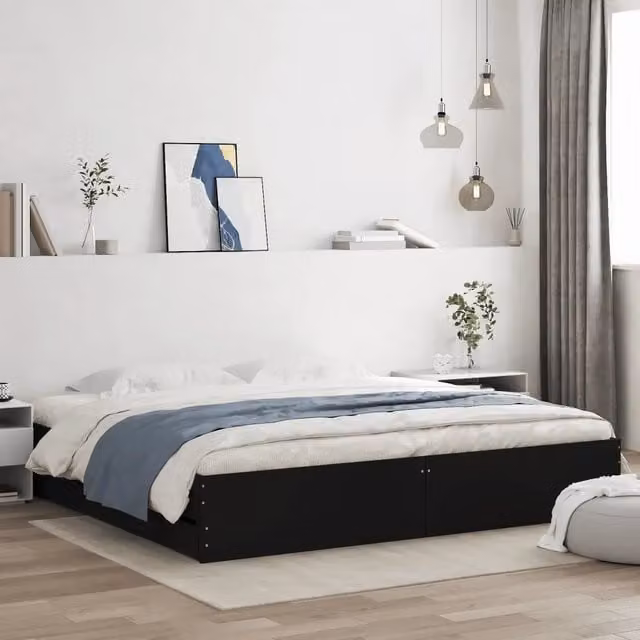 Letto con cassetti vidaXL in legno multistrato nero 180 x 200 cm