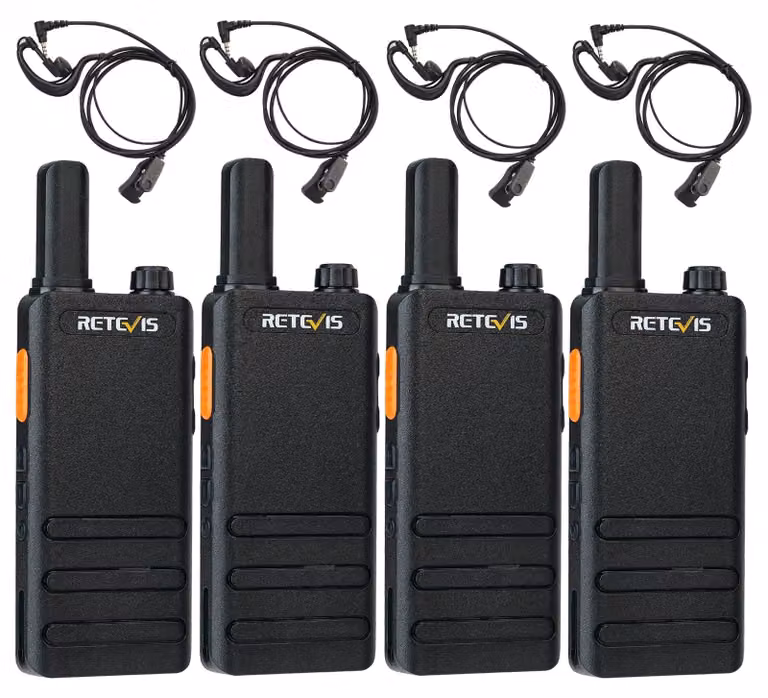 Walkie-talkie Mini - Nero - 16 canali - Batteria da 1620 mAh - Resistente all'acqua - Funzione VOX per comunicazione in vivavoce