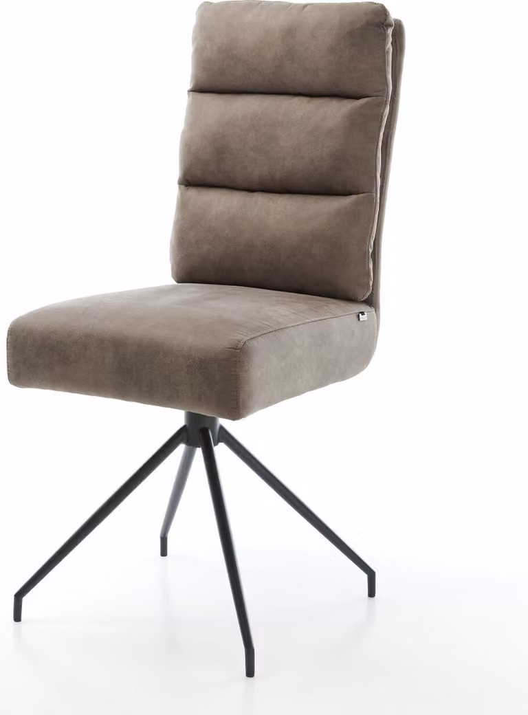 Sedia da pranzo DELIFE Pela-Flex Microfibra Taupe Vintage Struttura a croce conica Nero Molle insacchettate