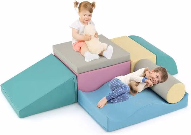 Set di 7 blocchi giganti in schiuma morbida Macaron multicolore per gioco e arrampicata