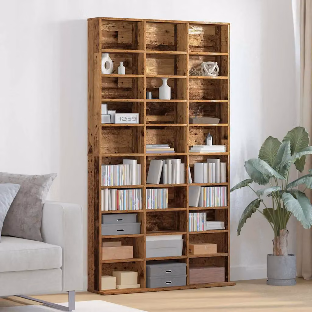 Mobile per CD vidaXL in legno vecchio marrone L: 101 cm, P: 23 cm, H: 177,5 cm