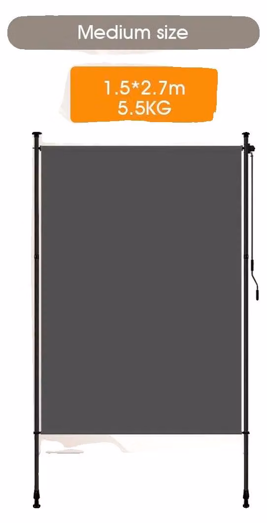 Tenda da sole verticale da esterno, comando manuale, regolabile in altezza, grigio 1,5 m x 2,7 m