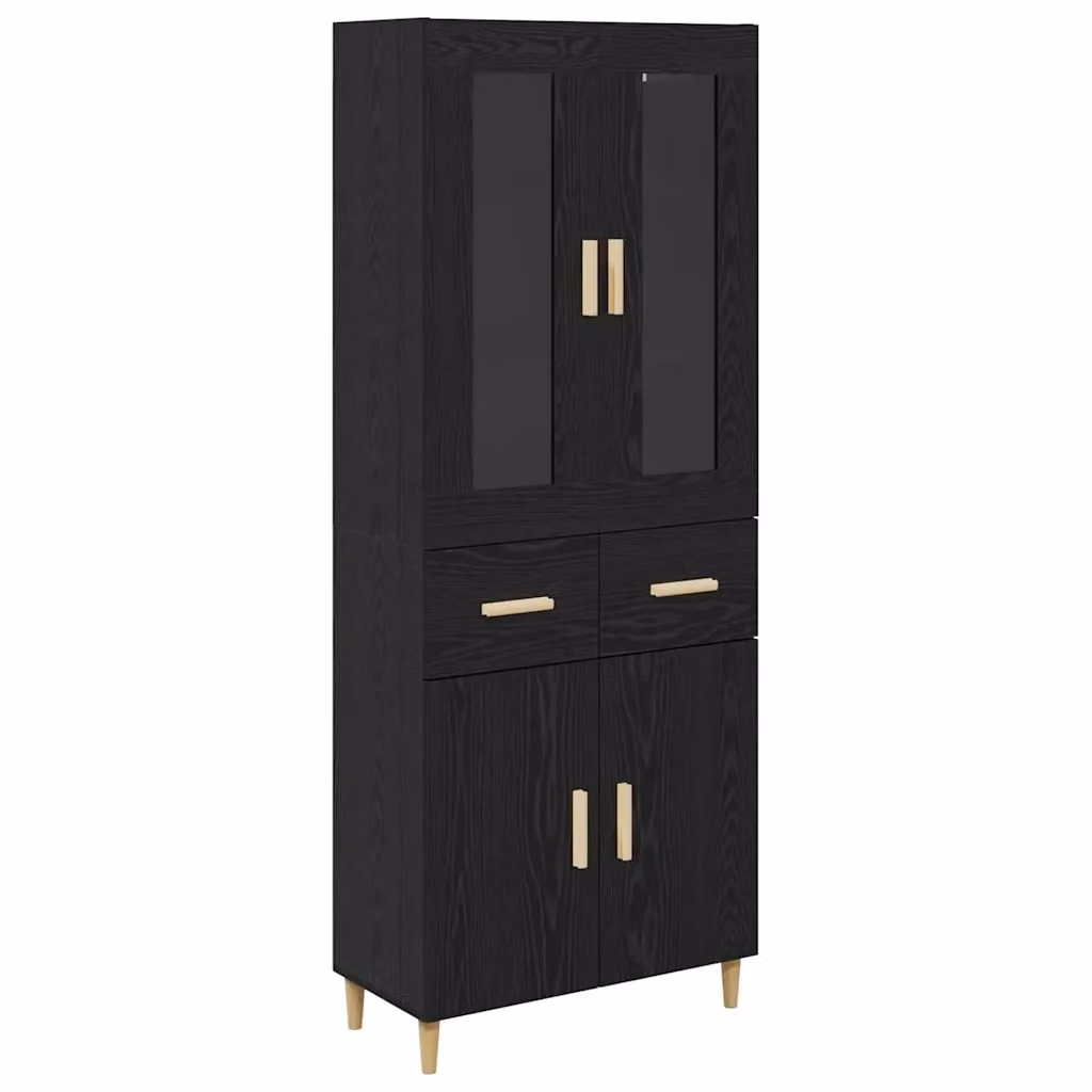 Credenza moderna vidaXL in legno MDF color rovere nero con ante a battente e ripiani interni L: 69,5 cm, P: 34 cm, H: 180 cm – 2