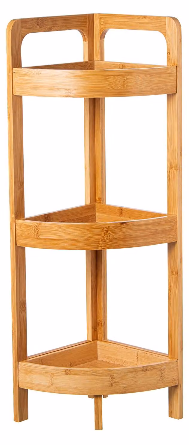 Scaffale angolare in MDF, colore naturale, dimensioni 23 x 23 x 77 cm