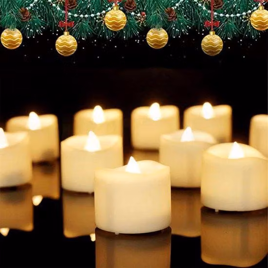 Luci a LED a forma di candela - Luci LED con timer, confezione da 12, fiamma tremolante, plastica, bianco caldo