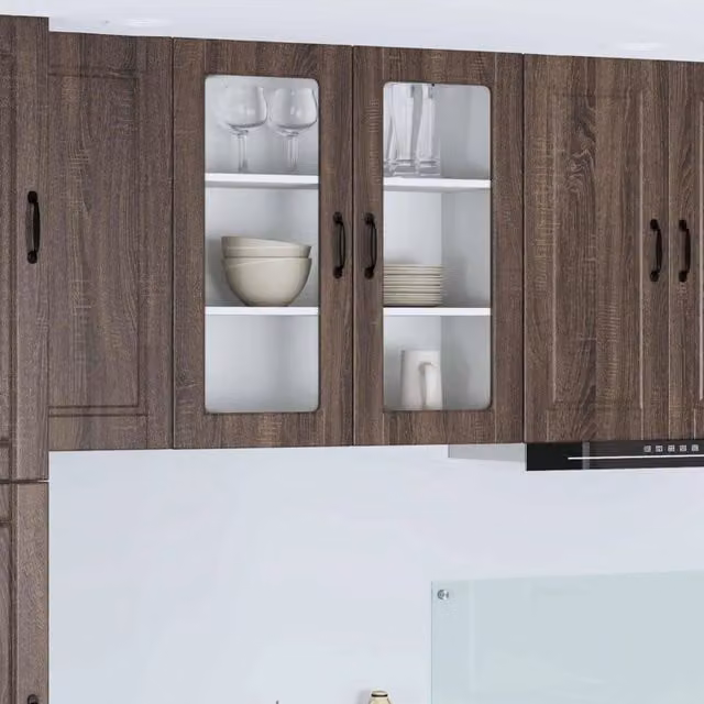 Armadio da cucina pensile vidaXL in legno rovere marrone con ripiani interni e ante a battente L 80 x P 31 x H 80 cm