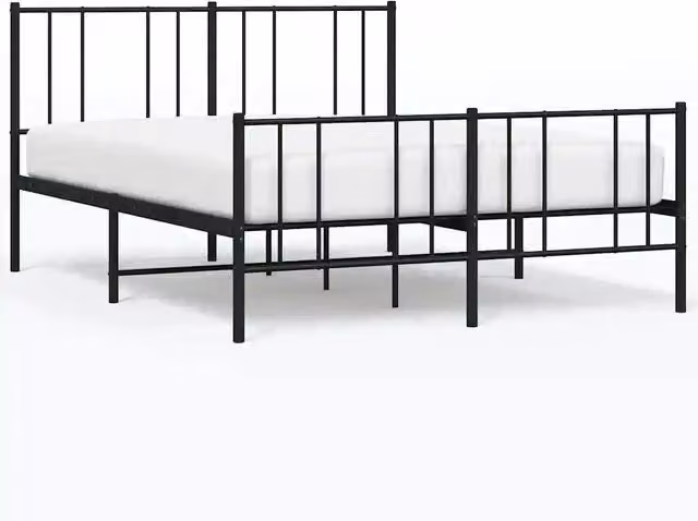 Letto matrimoniale per adulti con testiera e pediera in metallo nero opaco L/P/H: 150 x 200 cm – 1