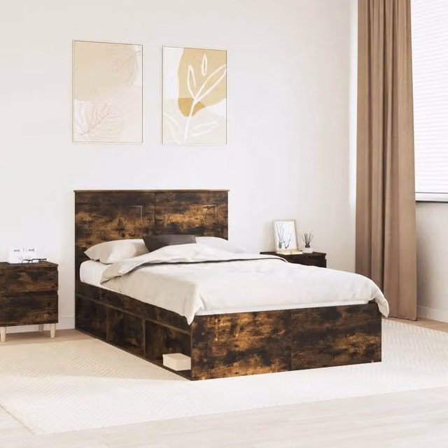 Struttura del letto Rovere fumé 120 x 200 cm Pino massello 3409385