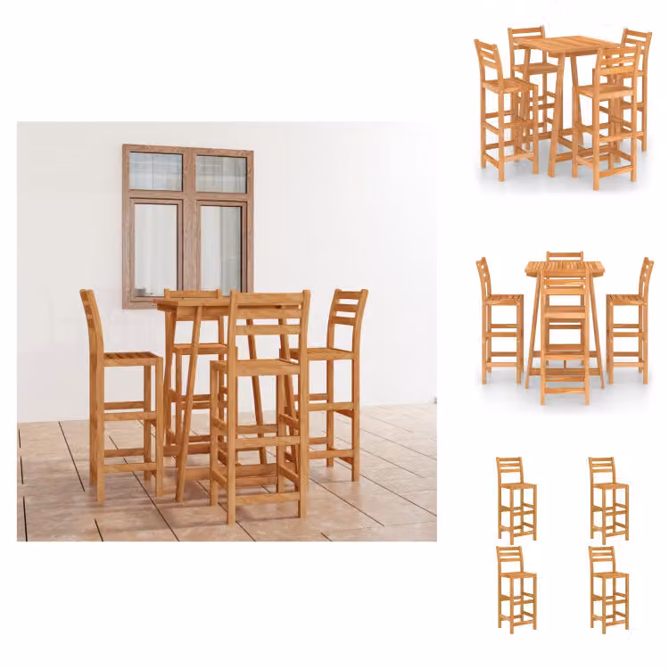 vidaXL Set bar da giardino 5 pezzi in legno massiccio di acacia - Set di mobili da giardino