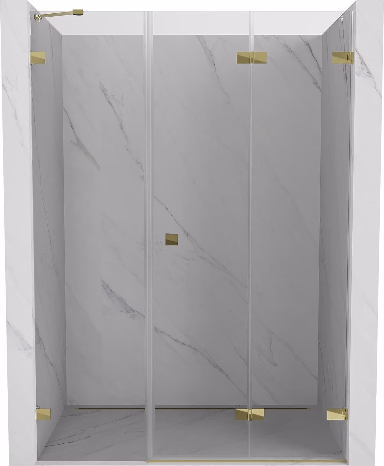 Mexen Lunar-F porte doccia pieghevoli destra 135 cm, trasparente, oro - 836S-135-050-50-00-P