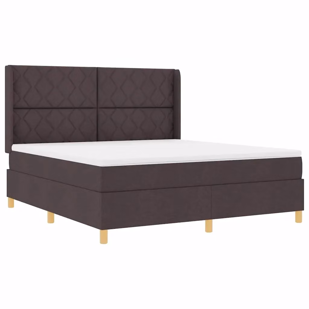 Letto a molle moderno vidaXL con strisce LED e porta USB, rivestimento in tessuto marrone, L 180 x P 200 cm – 2