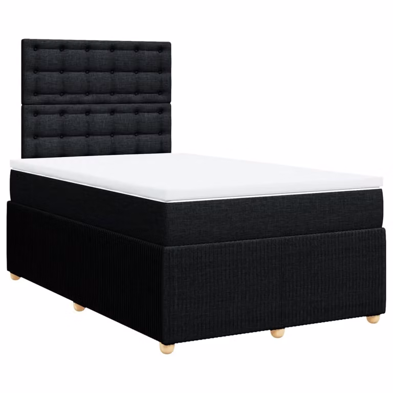 Giroletto a Molle con Materasso Nero 120x190 cm in Tessuto